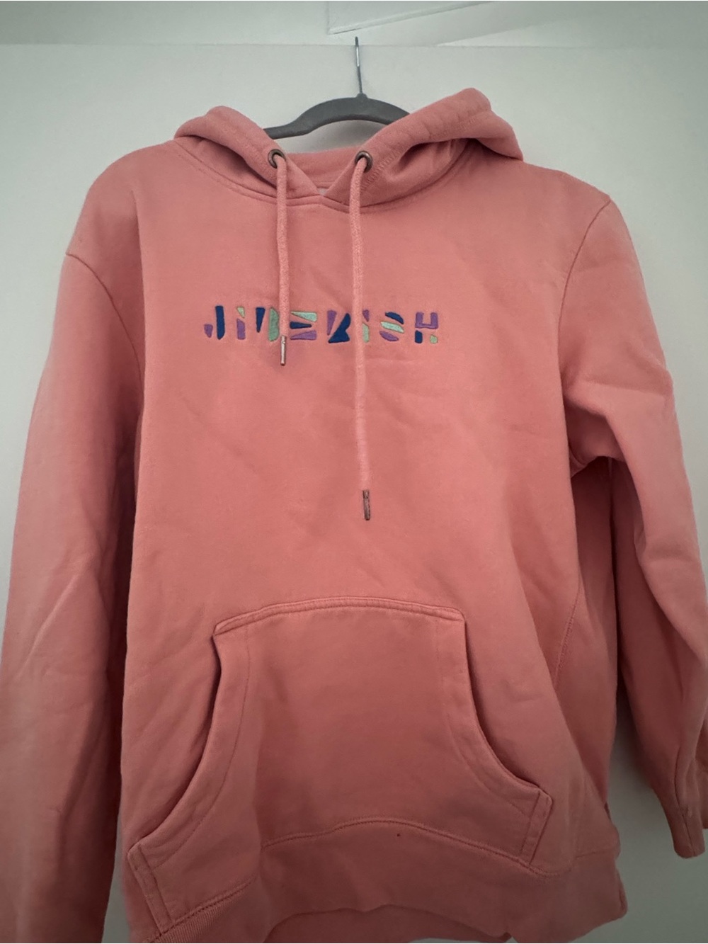 Jiberish Salmon Hooded Sweatshirt with Embroidered Logo